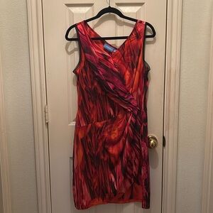 Women’s Simply Vera Wang Red-Orange-Black Patterned Dress
